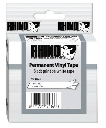 Dymo Rhino 18443 White Vinyl 3/8" labels